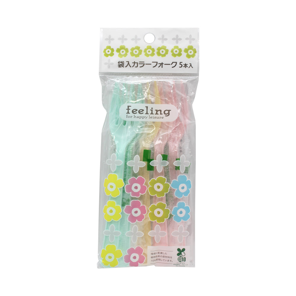 Feeling 袋入 バイオマス カラーフォーク 5本入 ×10