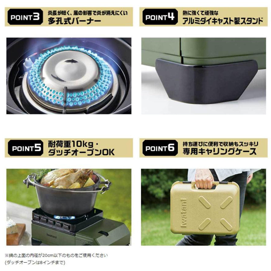 岩谷産業 イワタニ タフまる ジュニア カセットコンロ(オリーブ)×6