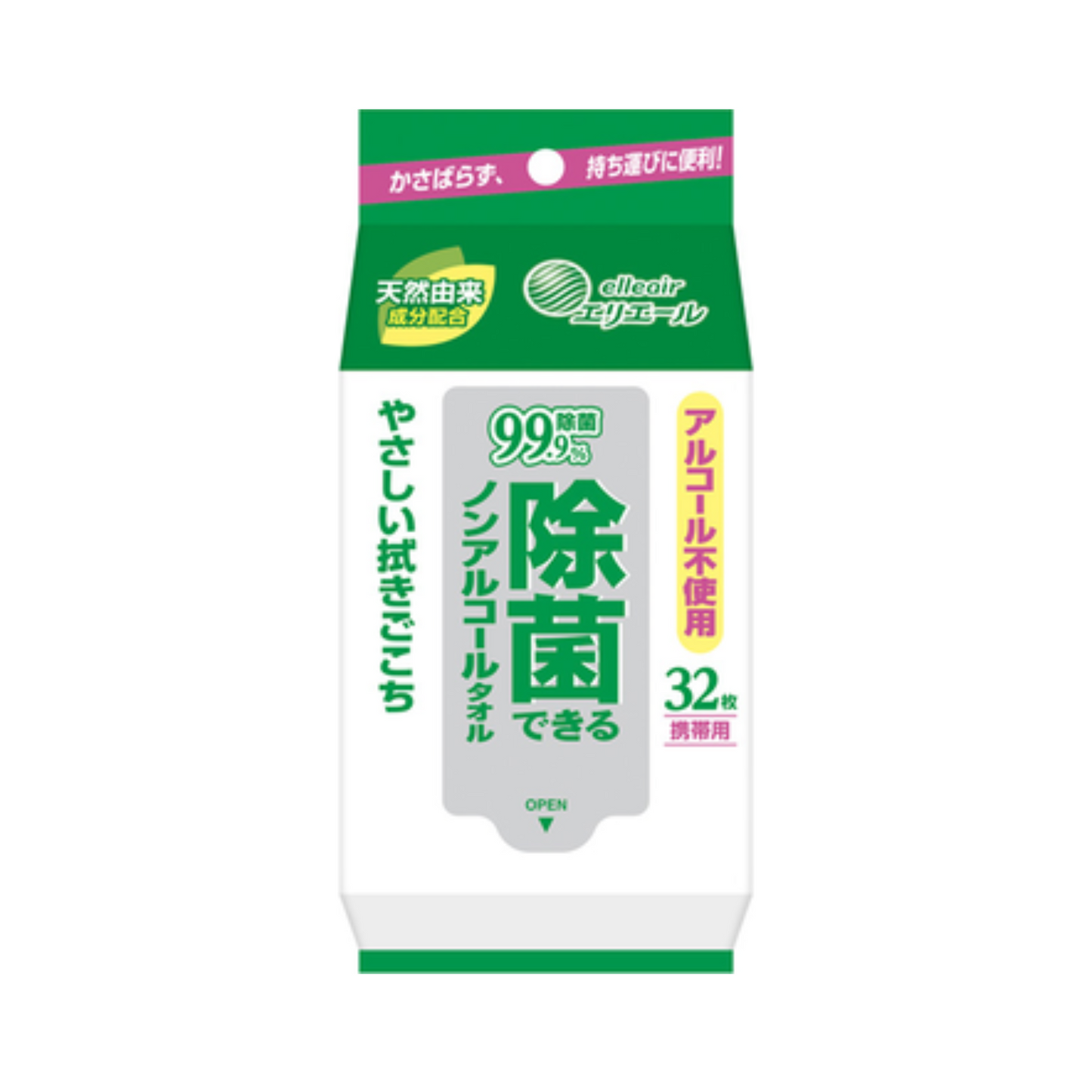 大王製紙株 エリエール除菌できるノンアルコールタオル携帯用32枚×1
