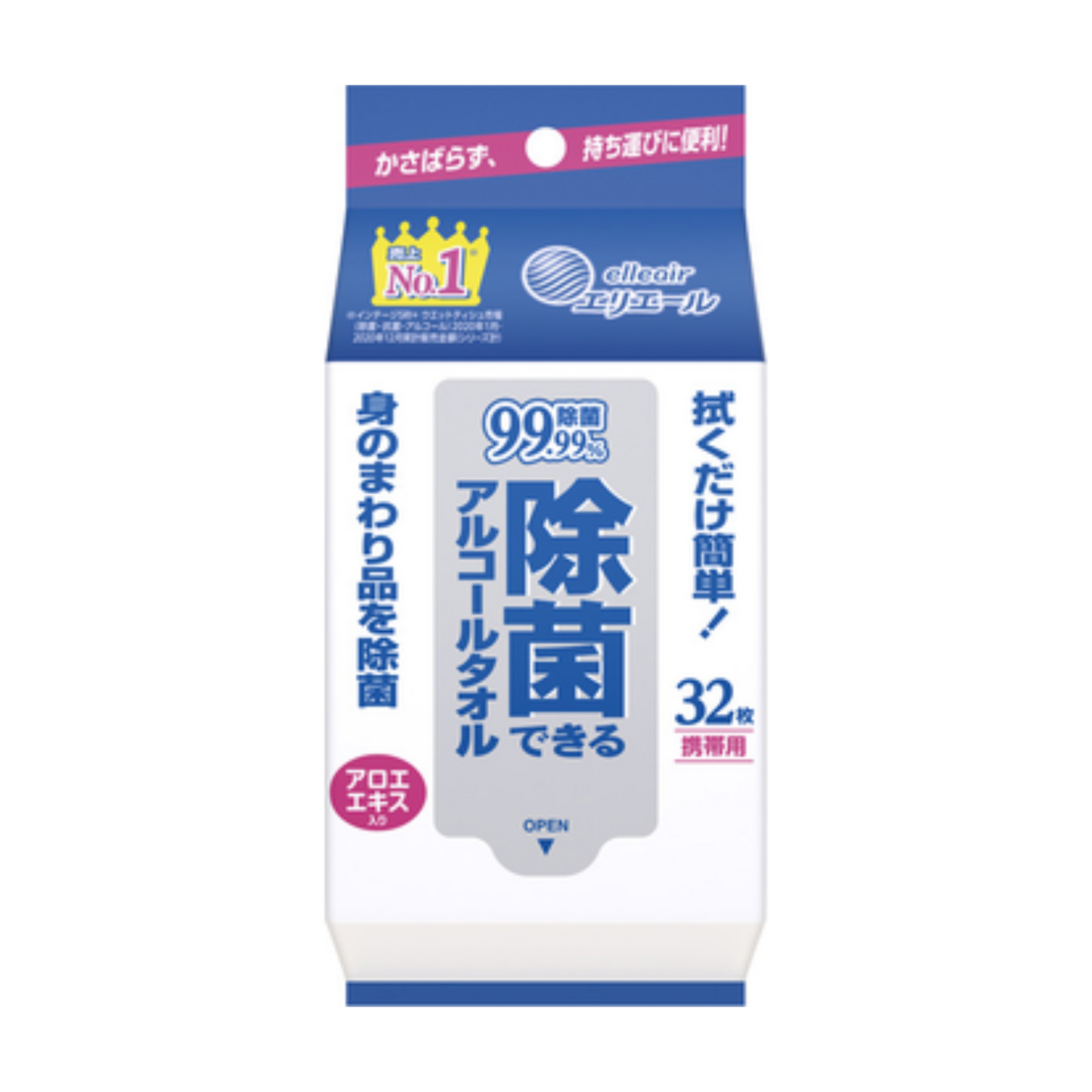 大王製紙 エリエール除菌アルコールタオル携帯 32枚 x1