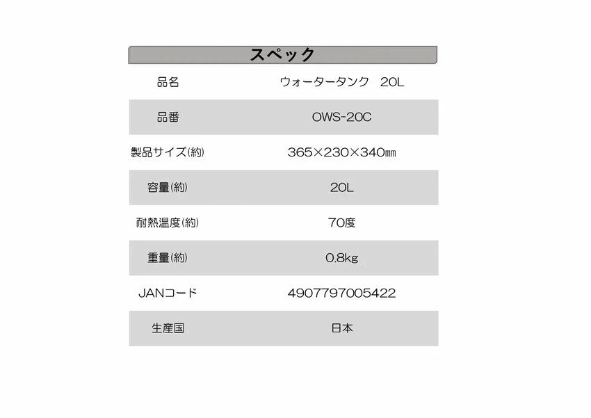 ウォータータンク 20L ×5個