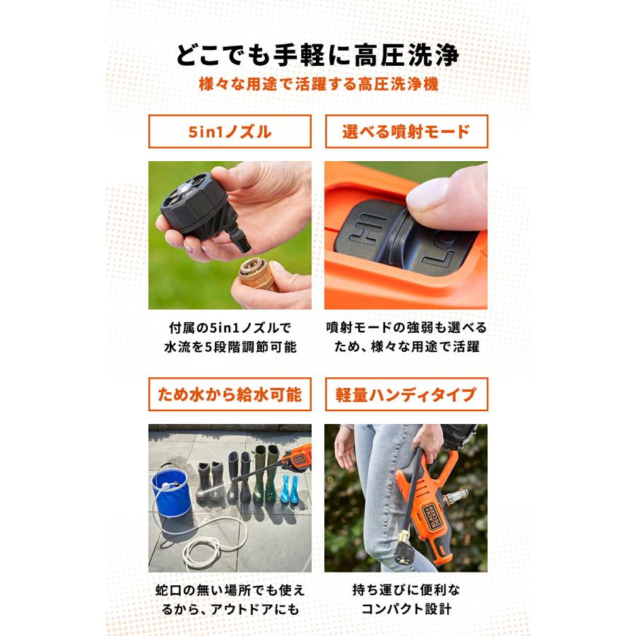 【欠品中】【BLACK+DECKER】18V 高圧ハンディウォッシャー