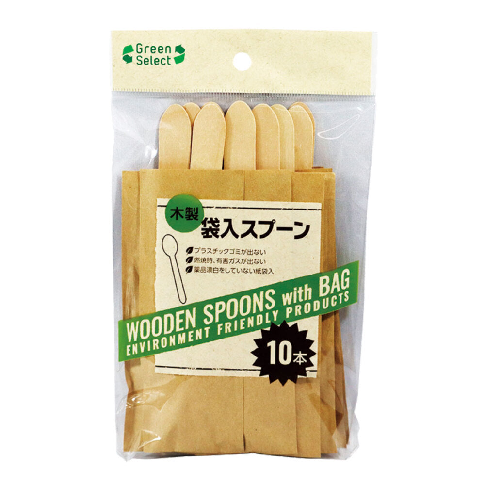 グリーンセレクト 木製袋入スプーン 16cm 1袋10本入 ×10