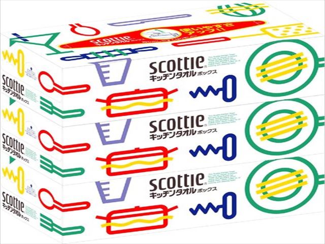 日本製紙クレシア スコッティキッチンタオルボックス3箱パック 450枚 × 1