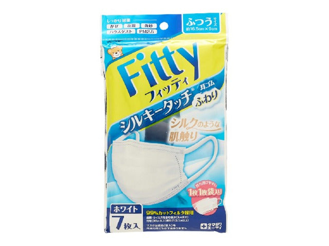 玉川衛材 フィッティ シルキータッチ耳ゴムふわり7枚入 ホワイトふつうサイズ 7枚 × 1