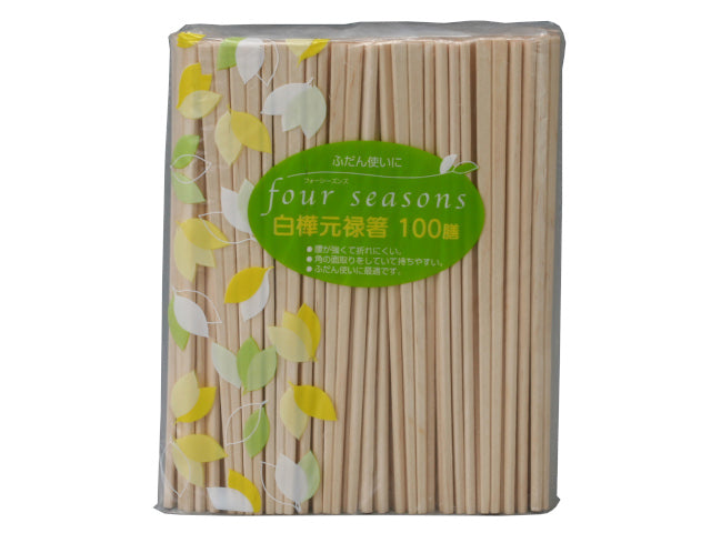 大和物産 フォーシーズン白樺元禄箸(裸) 100膳 ×1