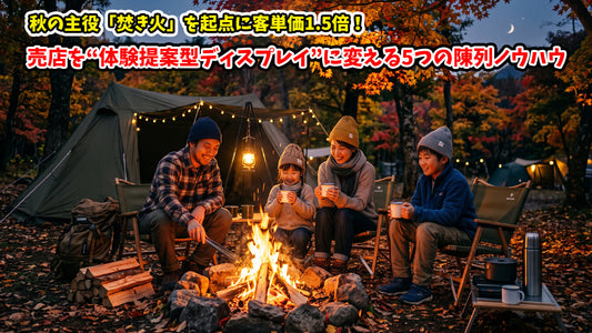秋の主役「焚き火」を起点に客単価1.5倍！売店を“体験提案型ディスプレイ”に変える5つの陳列ノウハウ