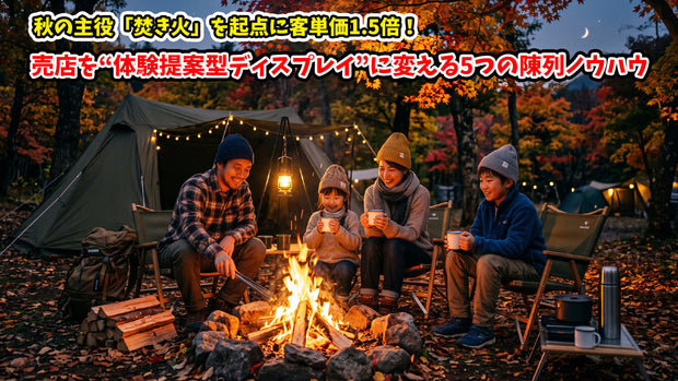 秋の主役「焚き火」を起点に客単価1.5倍！売店を“体験提案型ディスプレイ”に変える5つの陳列ノウハウ