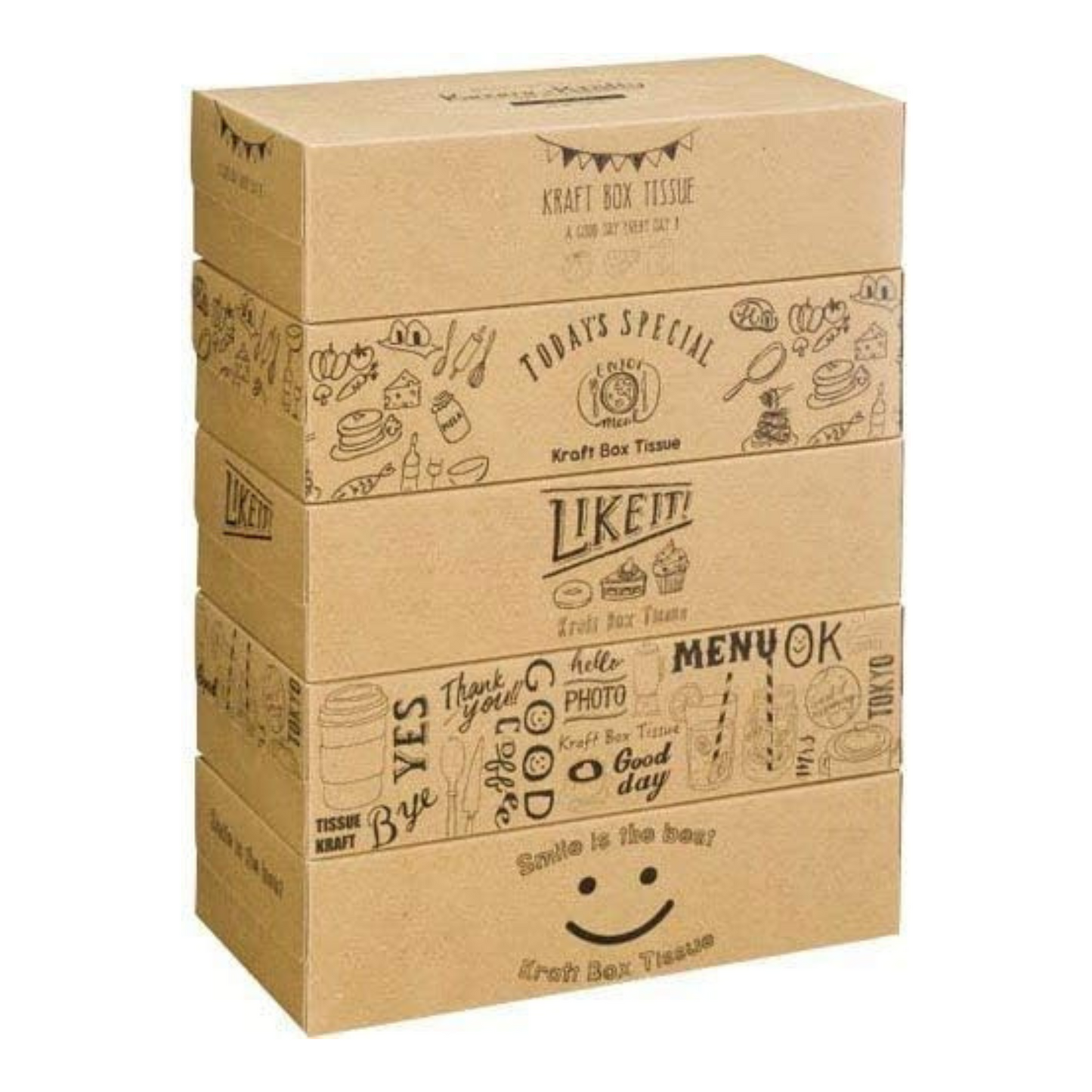 カミ商事　エルモア Kazaru×Krafty ティッシュ ラインアート 180組×5個パック×1