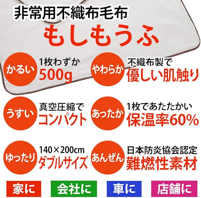 災害備蓄用もしもうふ アルミ圧縮袋入1枚入り　×10袋