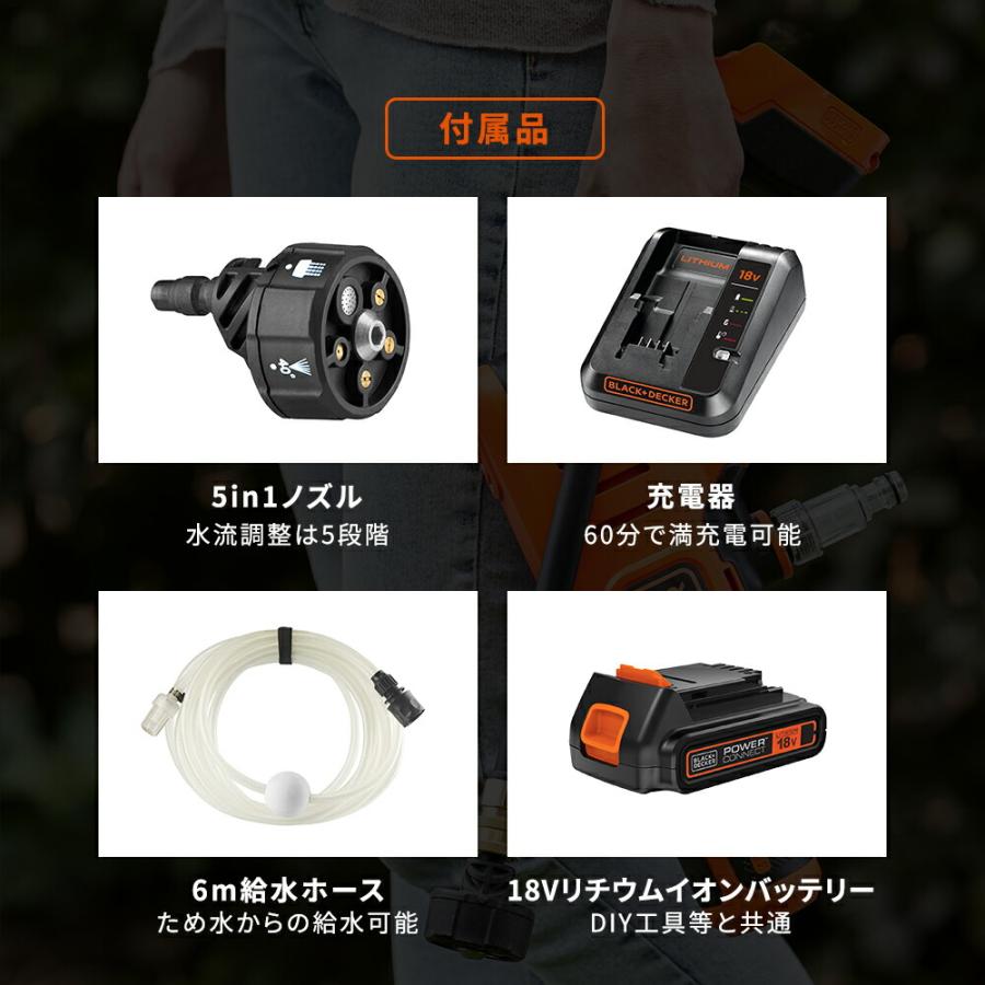 【欠品中】【BLACK＋DECKER】18V 高圧ハンディウォッシャー